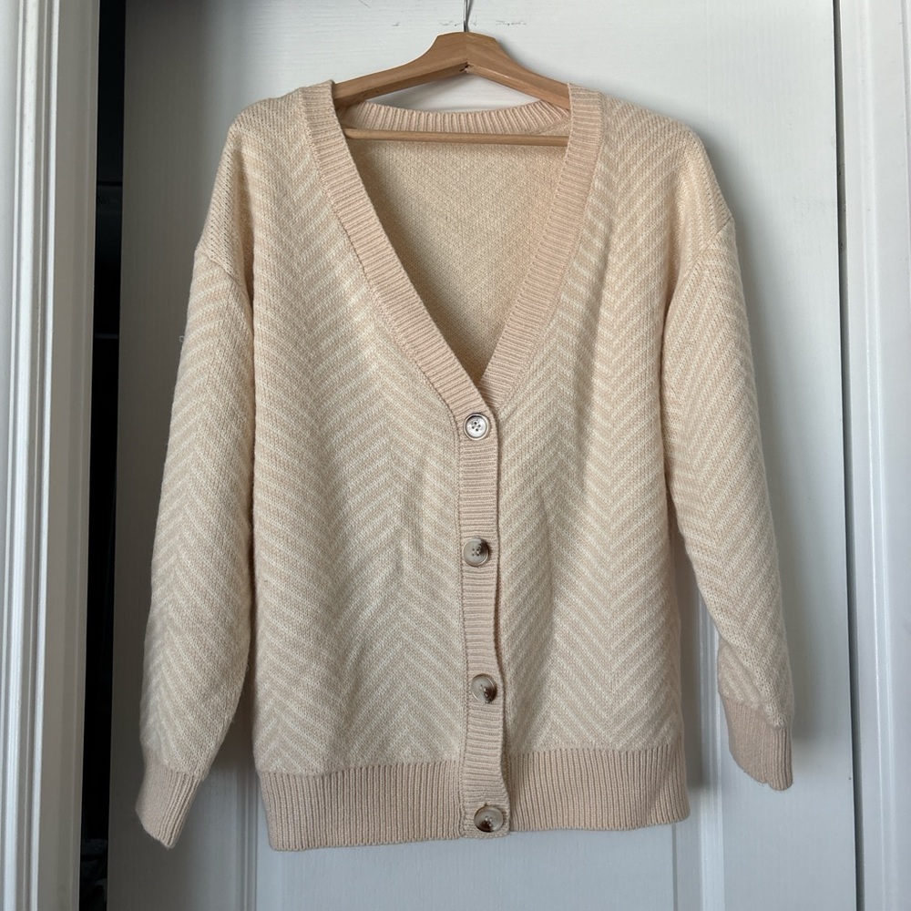 Cream Button-Up Women's Sweater